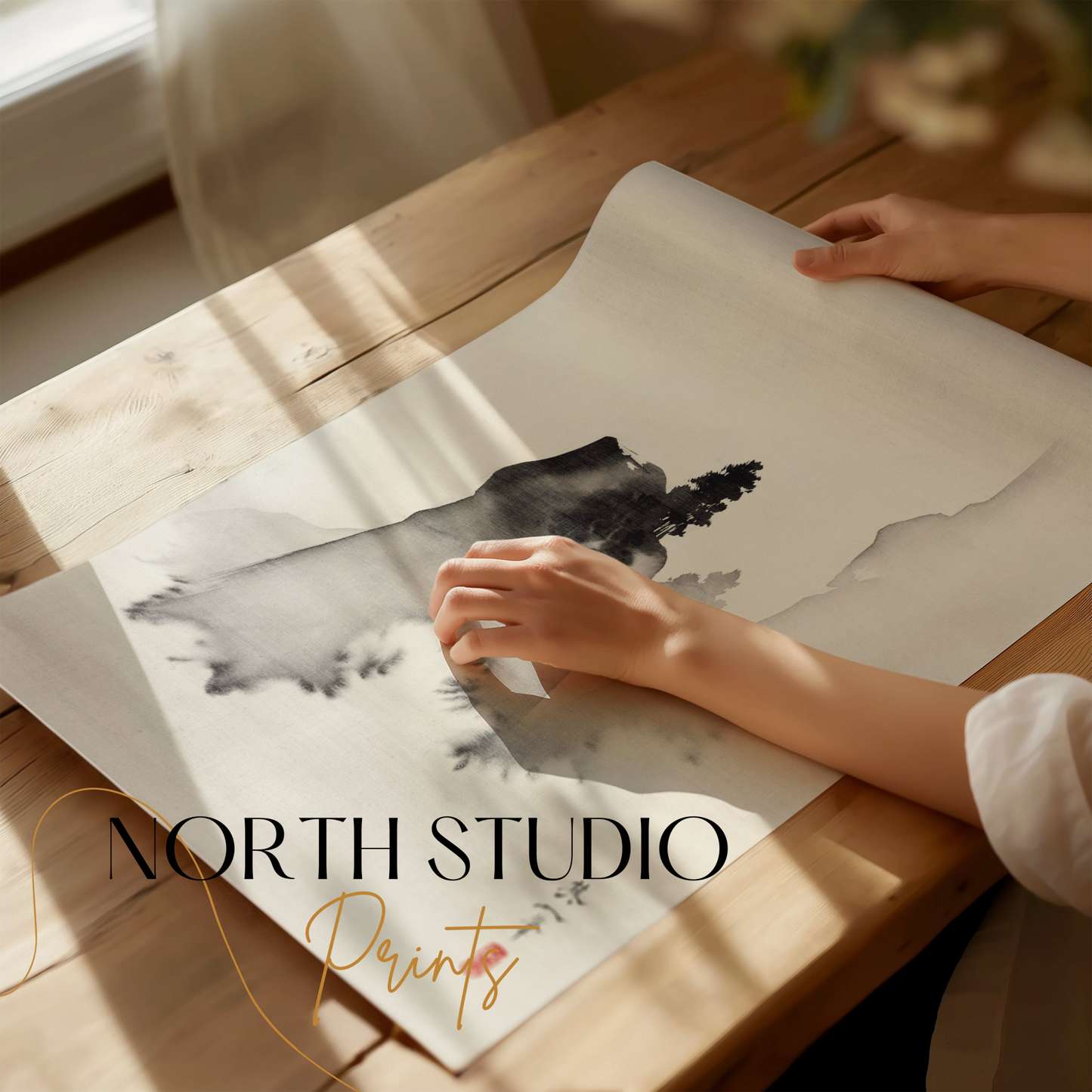 Premium Poster of Japanese Landscape Ink Wash Painting Art Posters