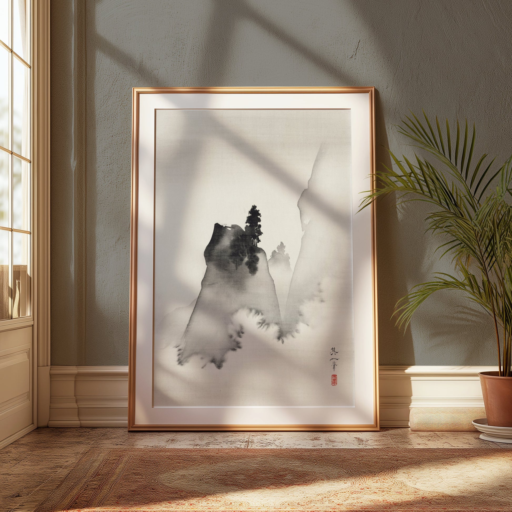 Premium Poster of Japanese Landscape Ink Wash Painting Art Posters