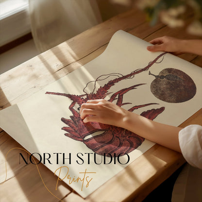 Premium Poster of Japanese Lobster Underwater Art Print Decorative Posters