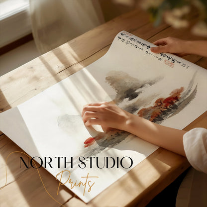 Premium Poster of Japanese Minimalist Watercolor Landscape Posters