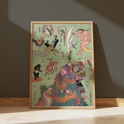 Premium Poster of Japanese Mythological Print Ornate Samurai Art Posters