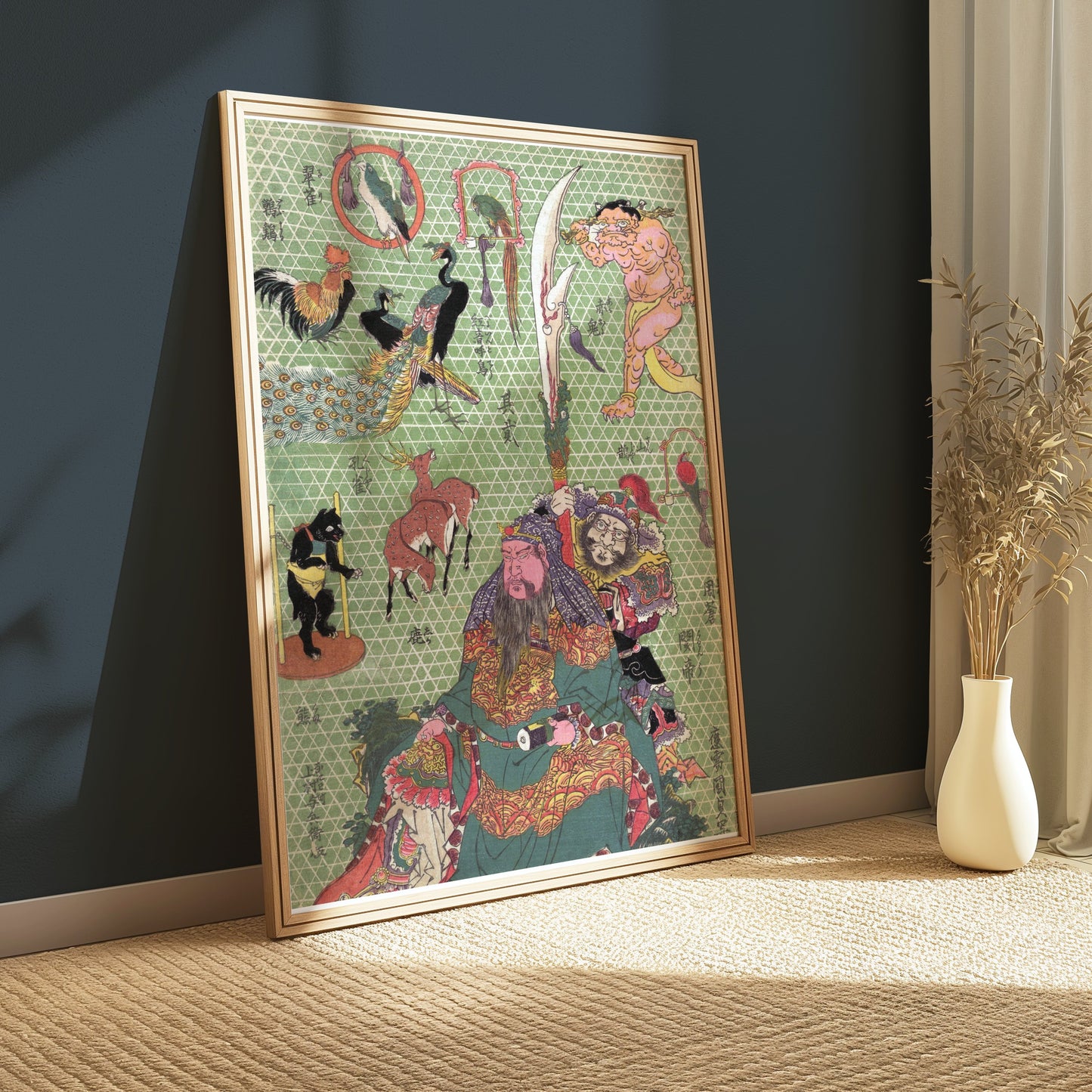 Premium Poster of Japanese Mythological Print Ornate Samurai Art Posters