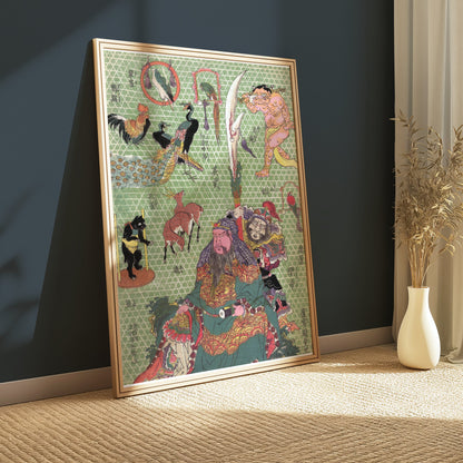 Premium Poster of Japanese Mythological Print Ornate Samurai Art Posters