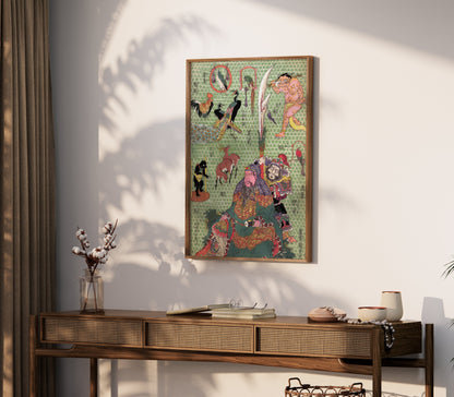 Premium Poster of Japanese Mythological Print Ornate Samurai Art Posters
