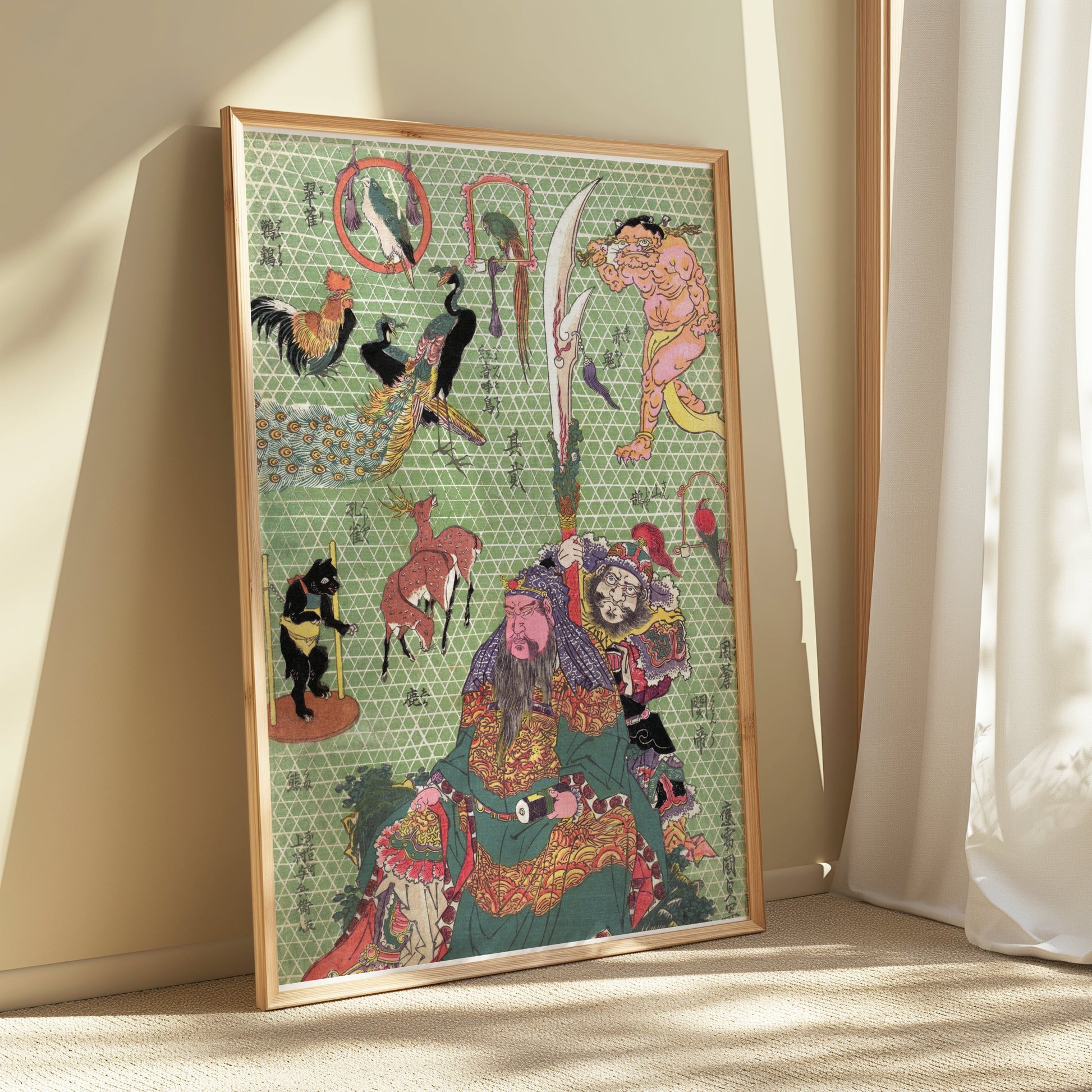 Premium Poster of Japanese Mythological Print Ornate Samurai Art Posters