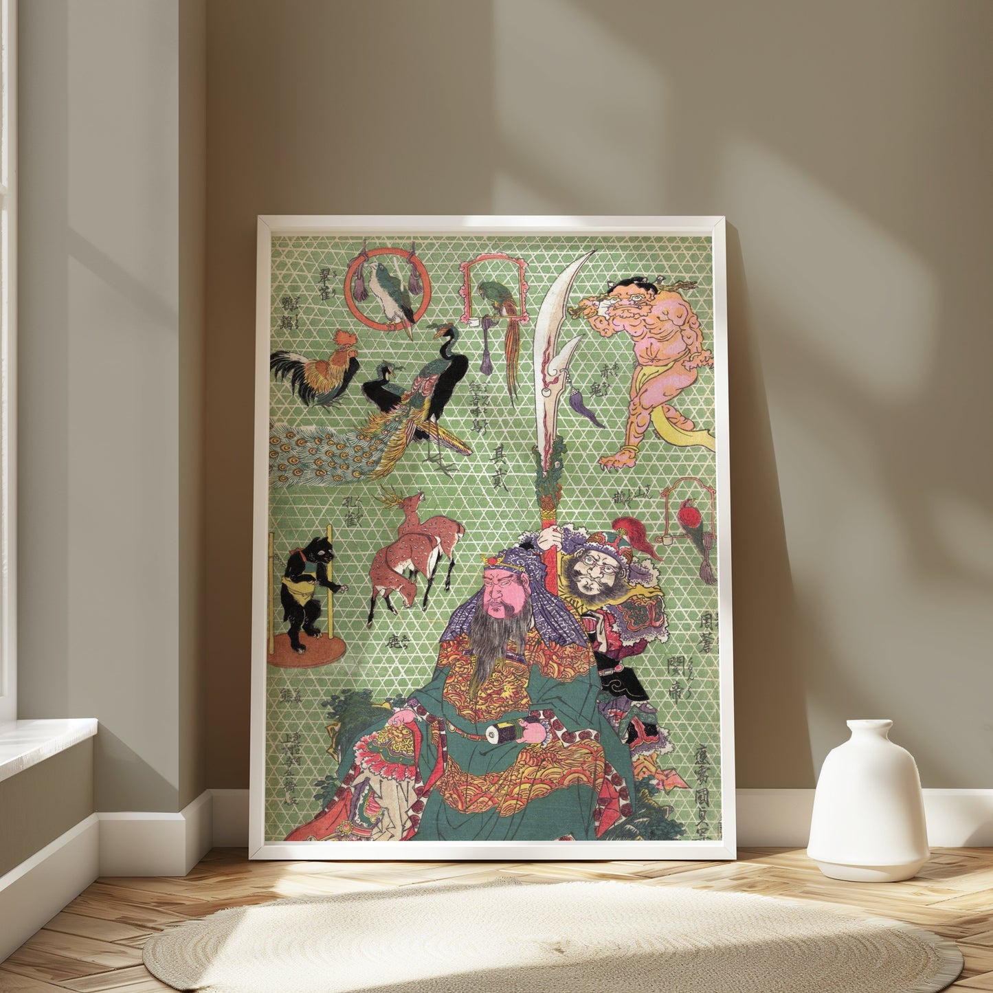 Premium Poster of Japanese Mythological Print Ornate Samurai Art Posters