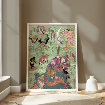 Premium Poster of Japanese Mythological Print Ornate Samurai Art Posters