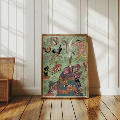 Premium Poster of Japanese Mythological Print Ornate Samurai Art Posters