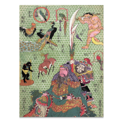 Premium Poster of Japanese Mythological Print Ornate Samurai Art Posters