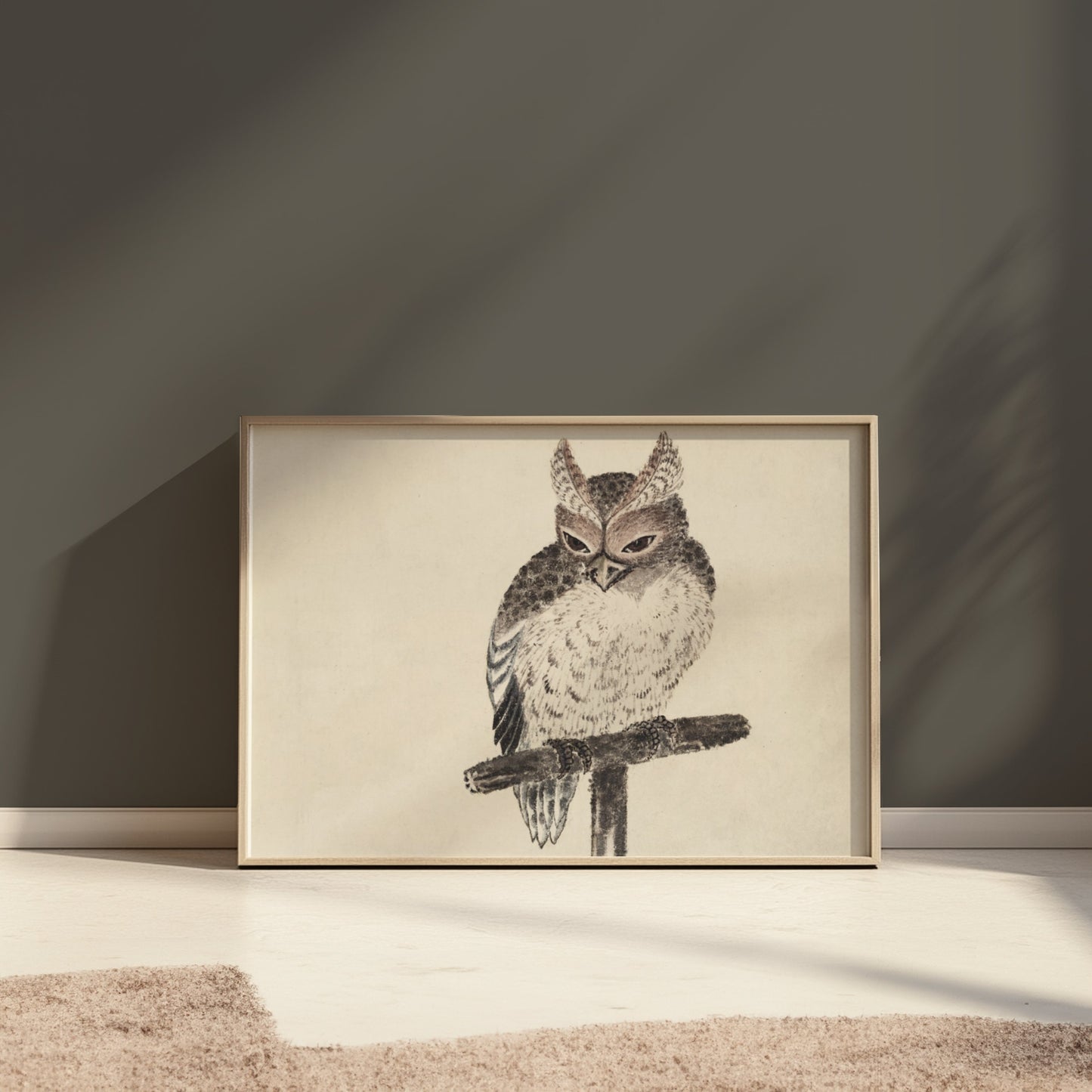 Premium Poster of Japanese Owl Art Handmade Wall Decor Posters