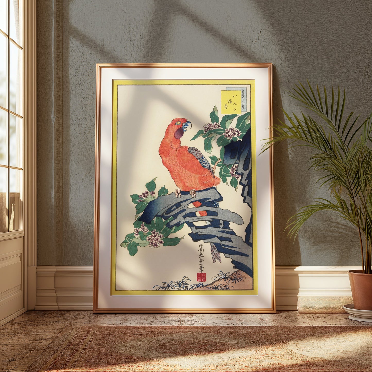Premium Poster of Japanese Parrot Print Ukiyo-e Style Decorative Posters