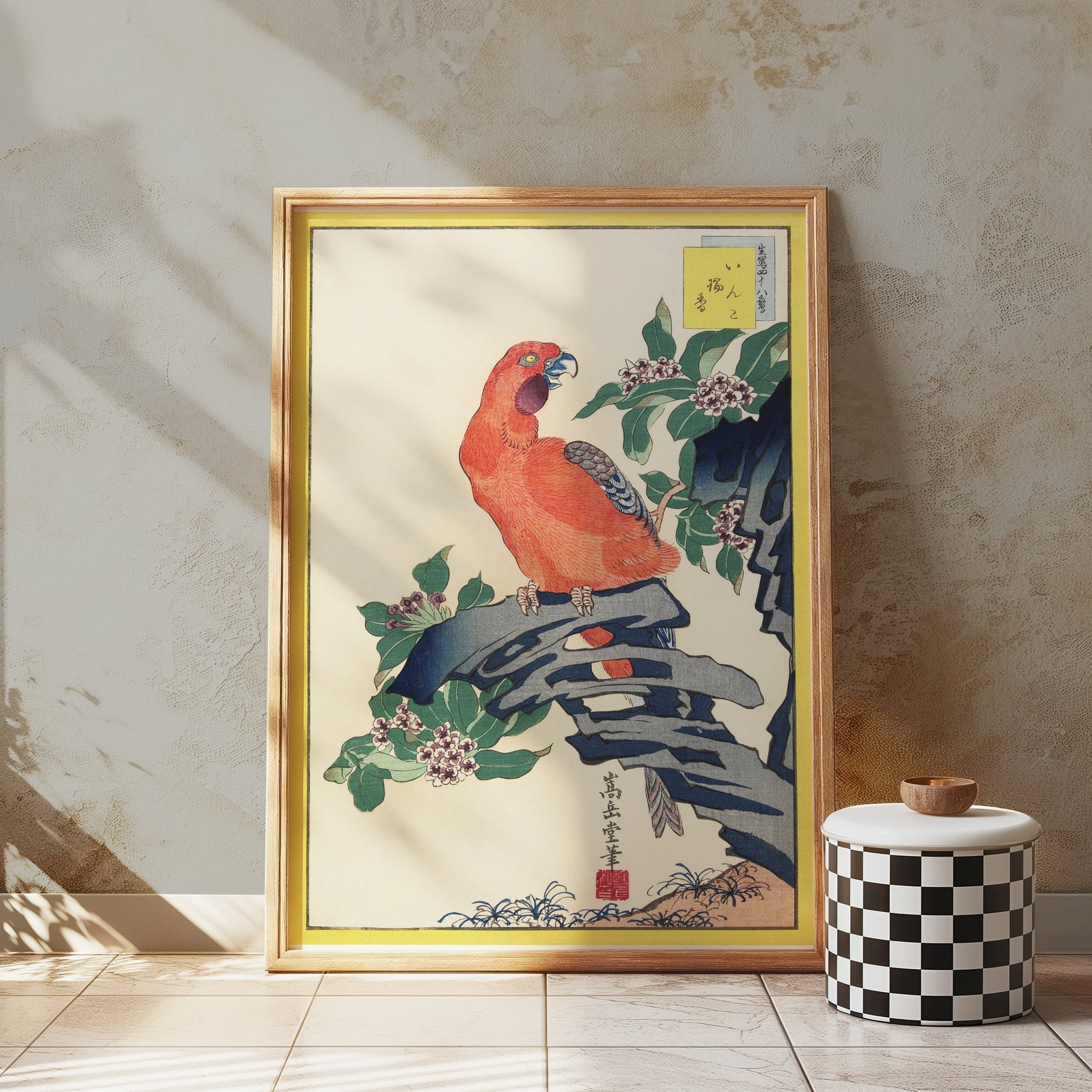 Premium Poster of Japanese Parrot Print Ukiyo-e Style Decorative Posters