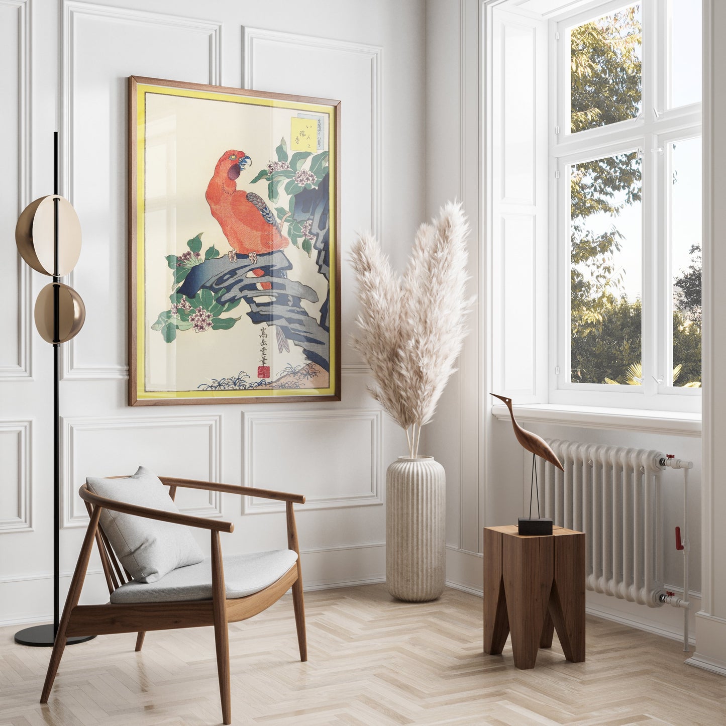Premium Poster of Japanese Parrot Print Ukiyo-e Style Decorative Posters