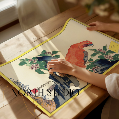 Premium Poster of Japanese Parrot Print Ukiyo-e Style Decorative Posters