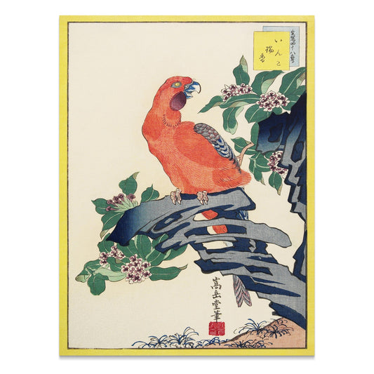 Premium Poster of Japanese Parrot Print Ukiyo-e Style Decorative Posters