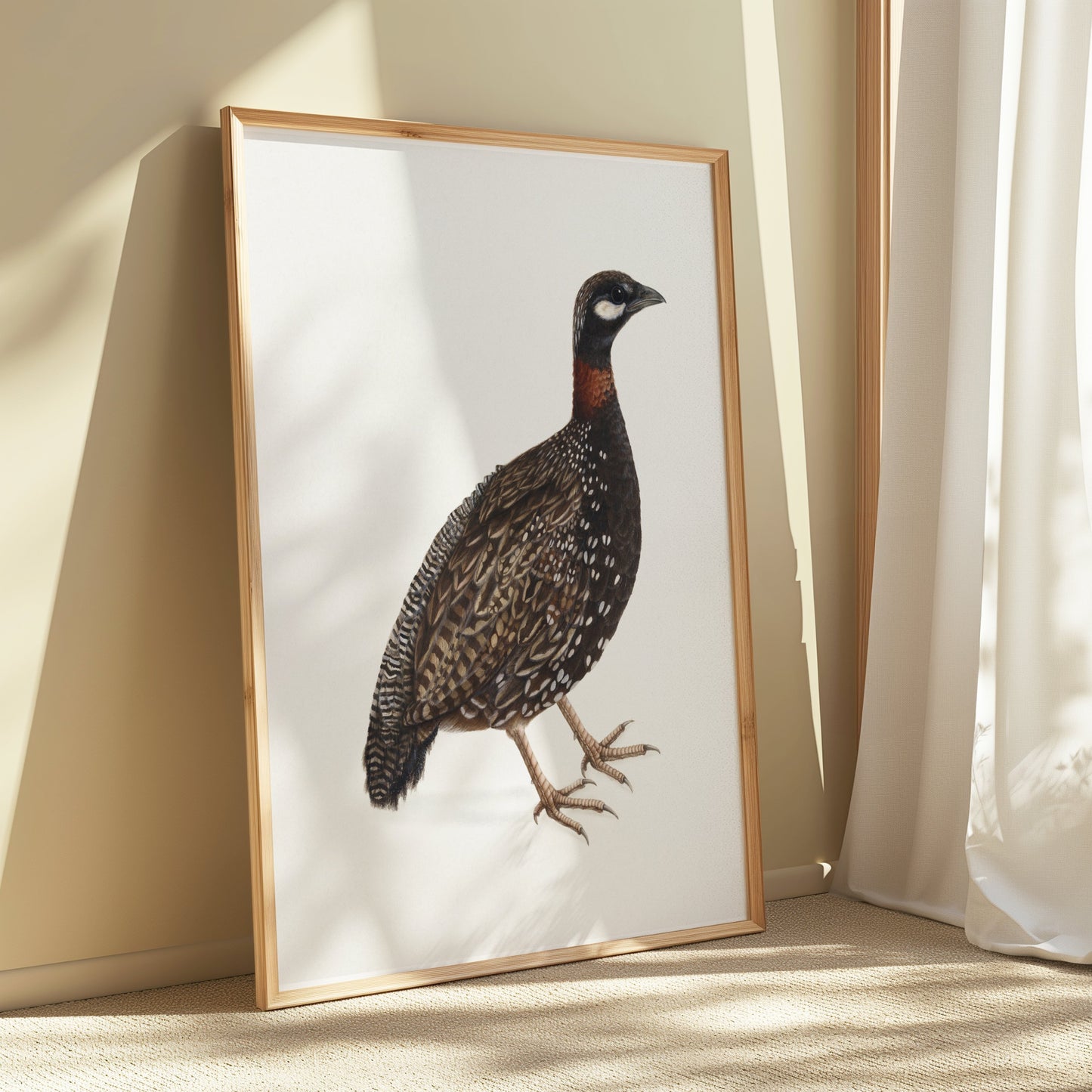 Premium Poster of Japanese Quail Bird Naturalistic Art Print Posters