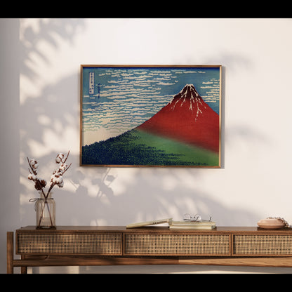 Premium Poster of Japanese Red Mountain Landscape Artwork Posters