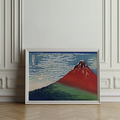 Premium Poster of Japanese Red Mountain Landscape Artwork Posters