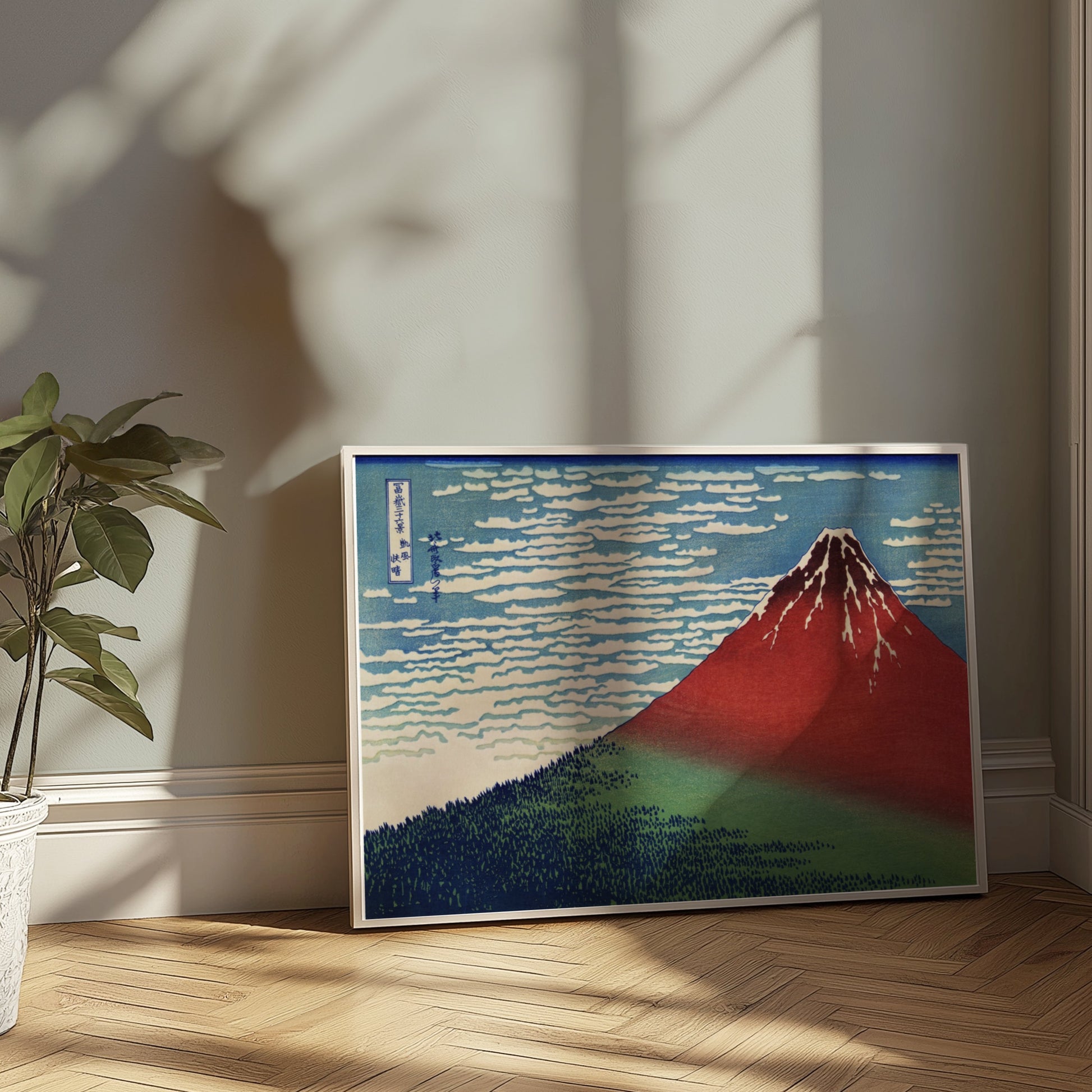 Premium Poster of Japanese Red Mountain Landscape Artwork Posters