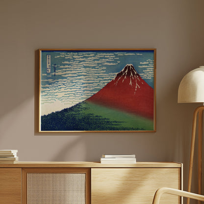 Premium Poster of Japanese Red Mountain Landscape Artwork Posters