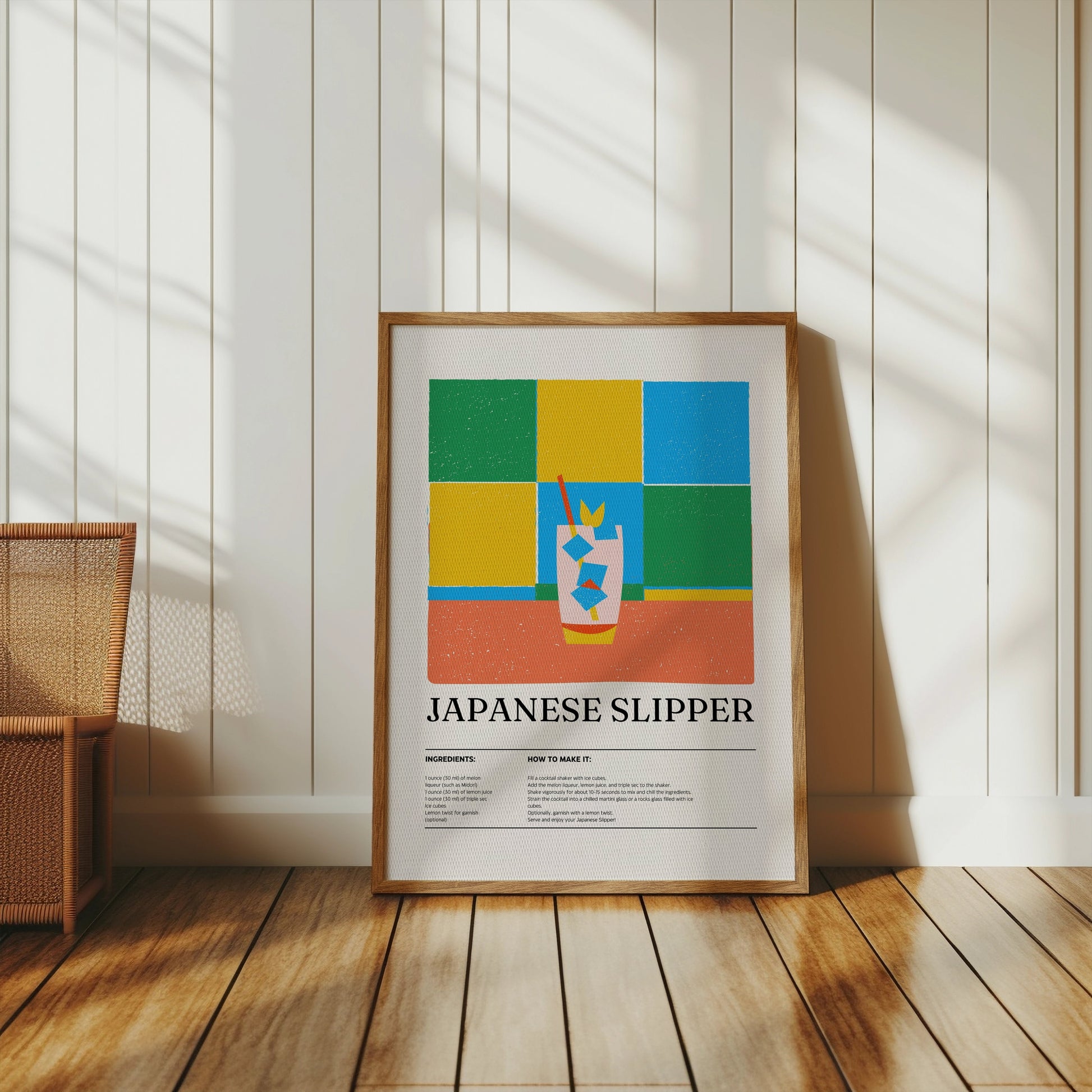 Premium Poster of Japanese Slipper Cocktail Recipe Art Prints Posters