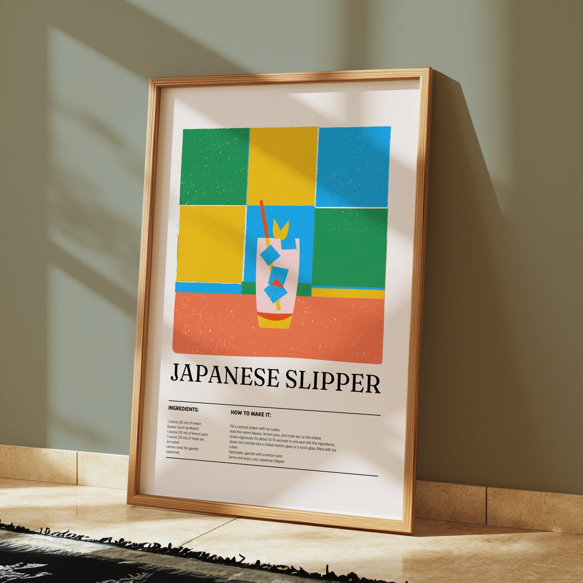 Premium Poster of Japanese Slipper Cocktail Recipe Art Prints Posters
