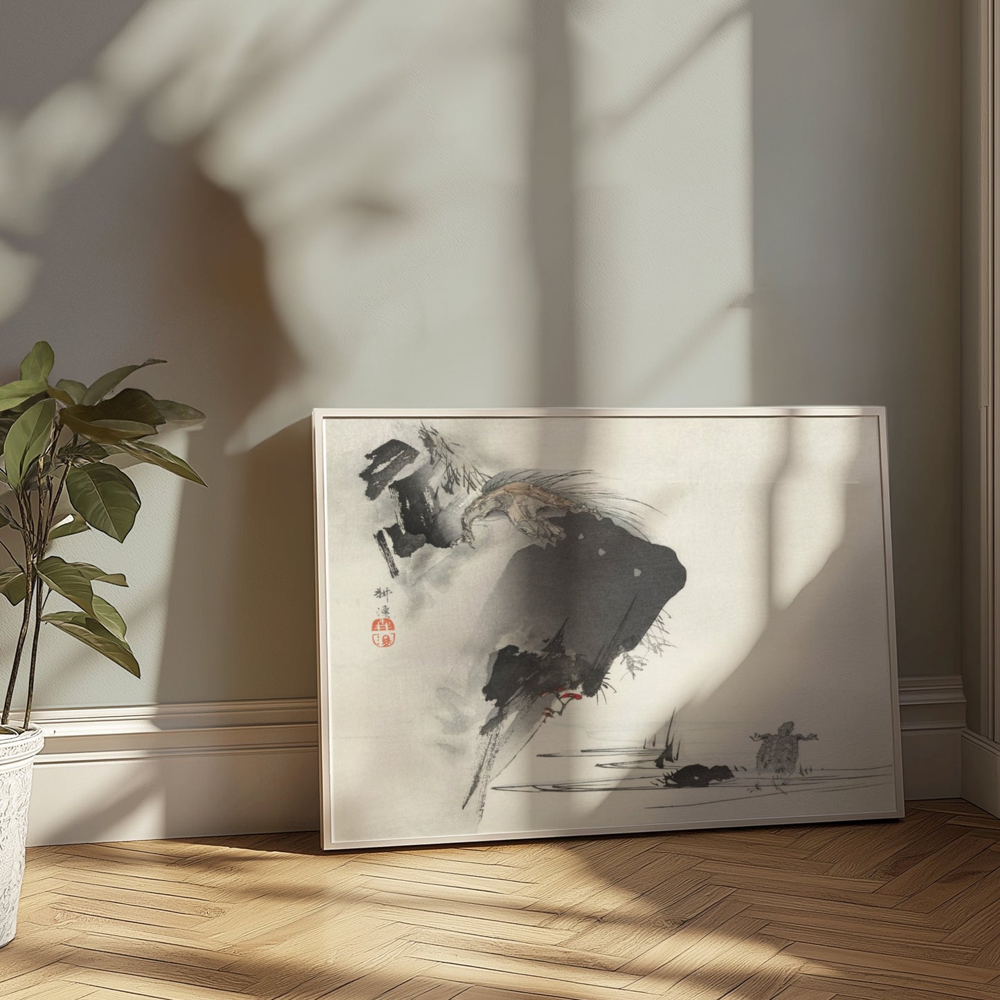 Premium Poster of Japanese Traditional Art Cliffside Turtles Print Posters