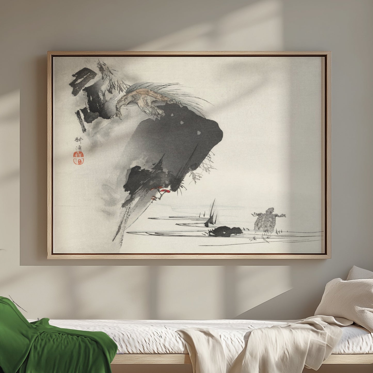 Premium Poster of Japanese Traditional Art Cliffside Turtles Print Posters