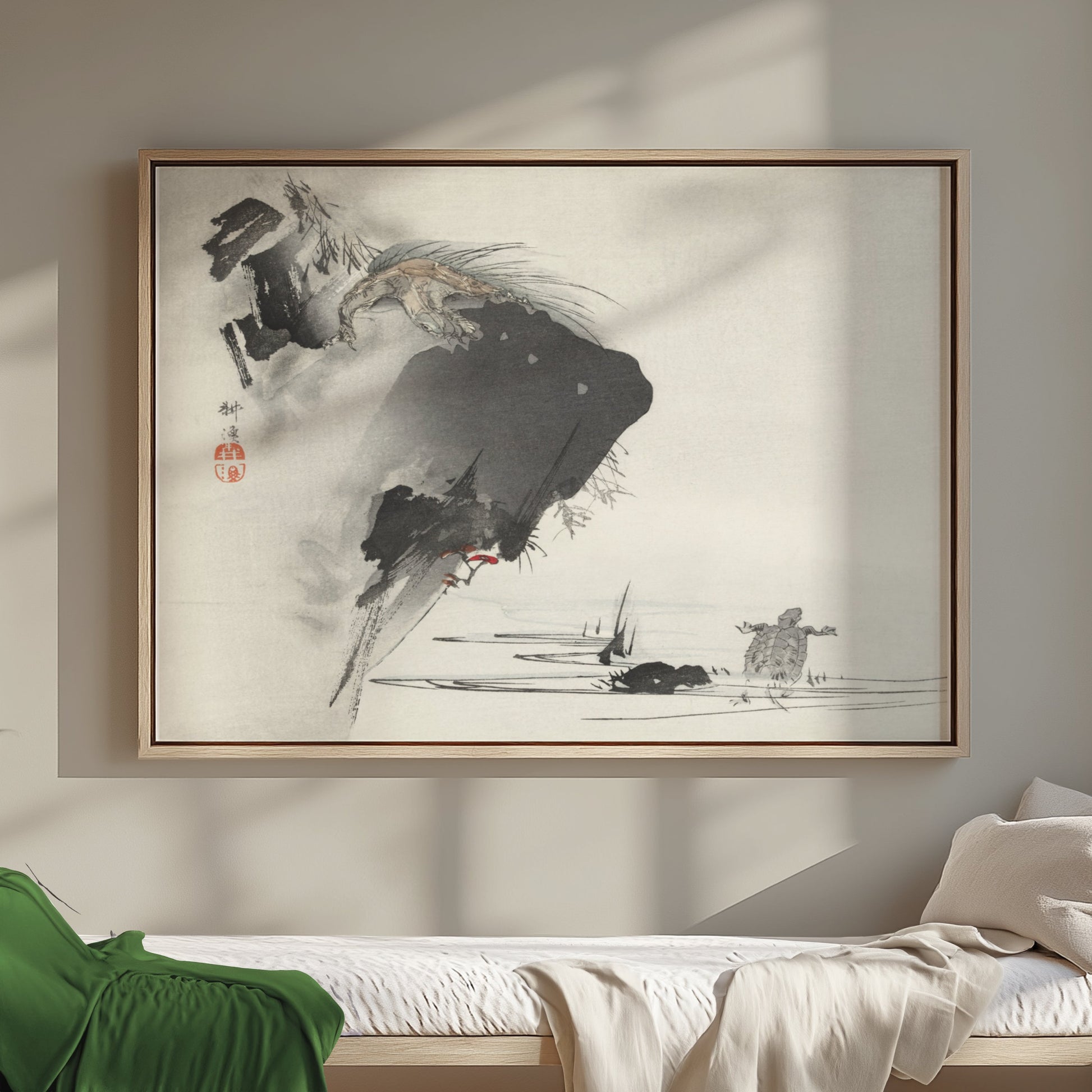 Premium Poster of Japanese Traditional Art Cliffside Turtles Print Posters