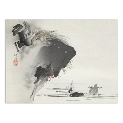 Premium Poster of Japanese Traditional Art Cliffside Turtles Print Posters