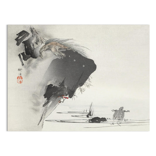 Premium Poster of Japanese Traditional Art Cliffside Turtles Print Posters