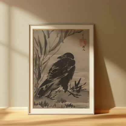 Premium Poster of Japanese Traditional Brush Art Raven Posters