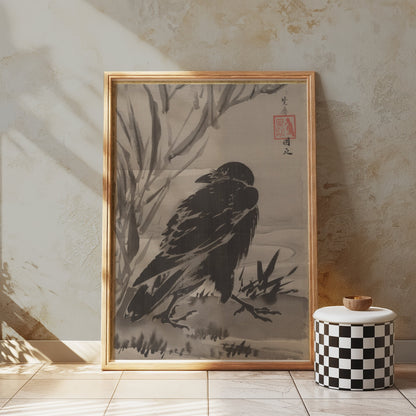 Premium Poster of Japanese Traditional Brush Art Raven Posters