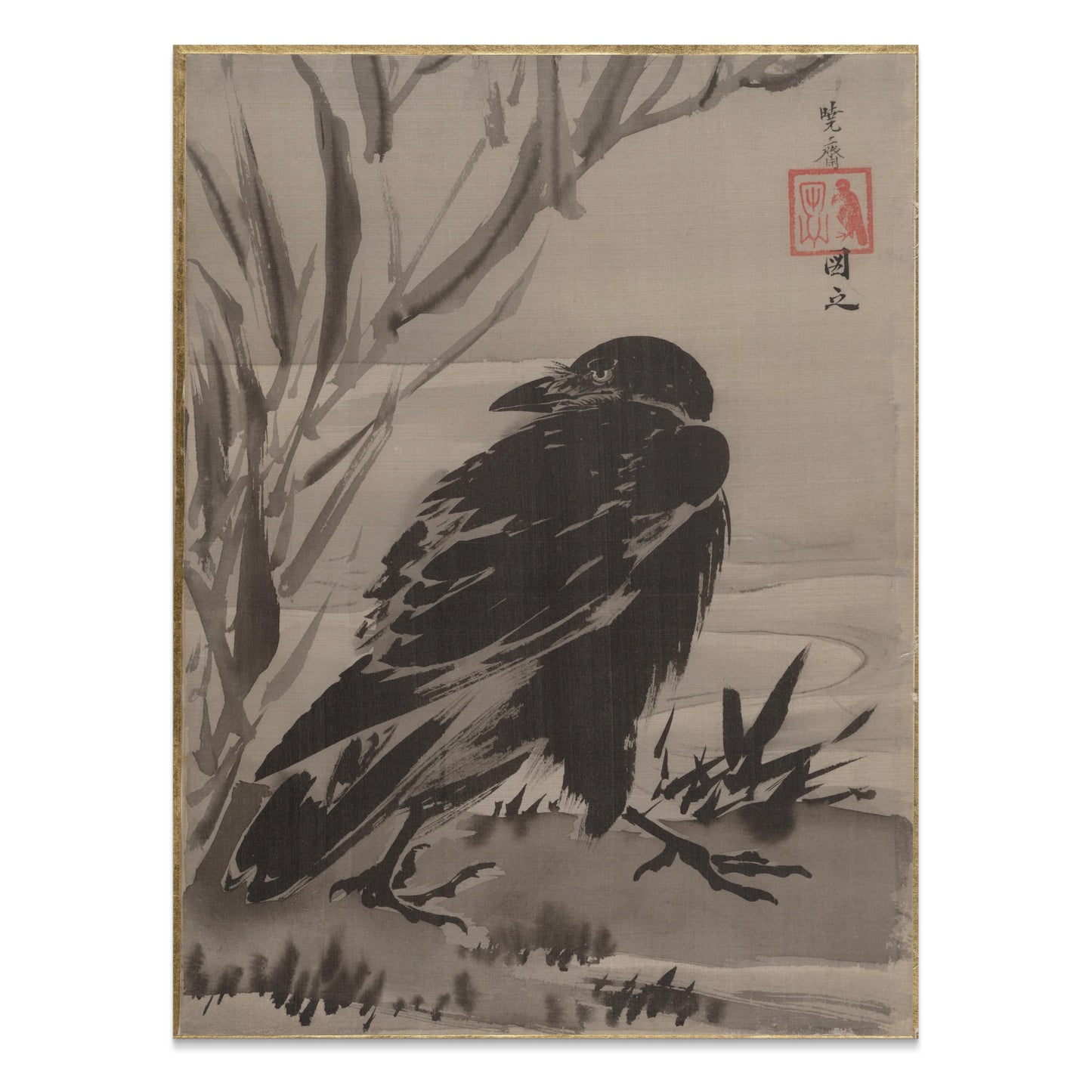 Premium Poster of Japanese Traditional Brush Art Raven Posters