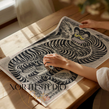 Premium Poster of Japanese Vibrant Psychedelic Tiger Design Art Wall Posters