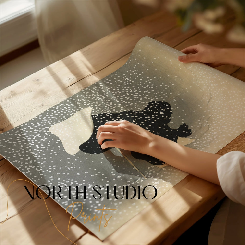 Premium Poster of Japanese Woman in Snowstorm Abstract Art Posters
