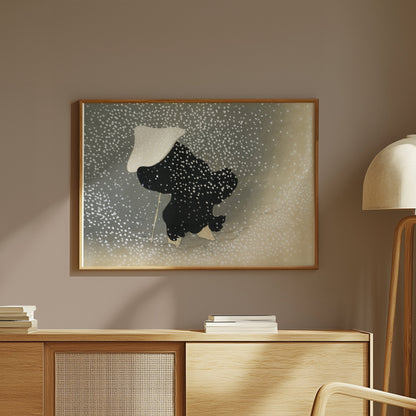 Premium Poster of Japanese Woman in Snowstorm Abstract Art Posters