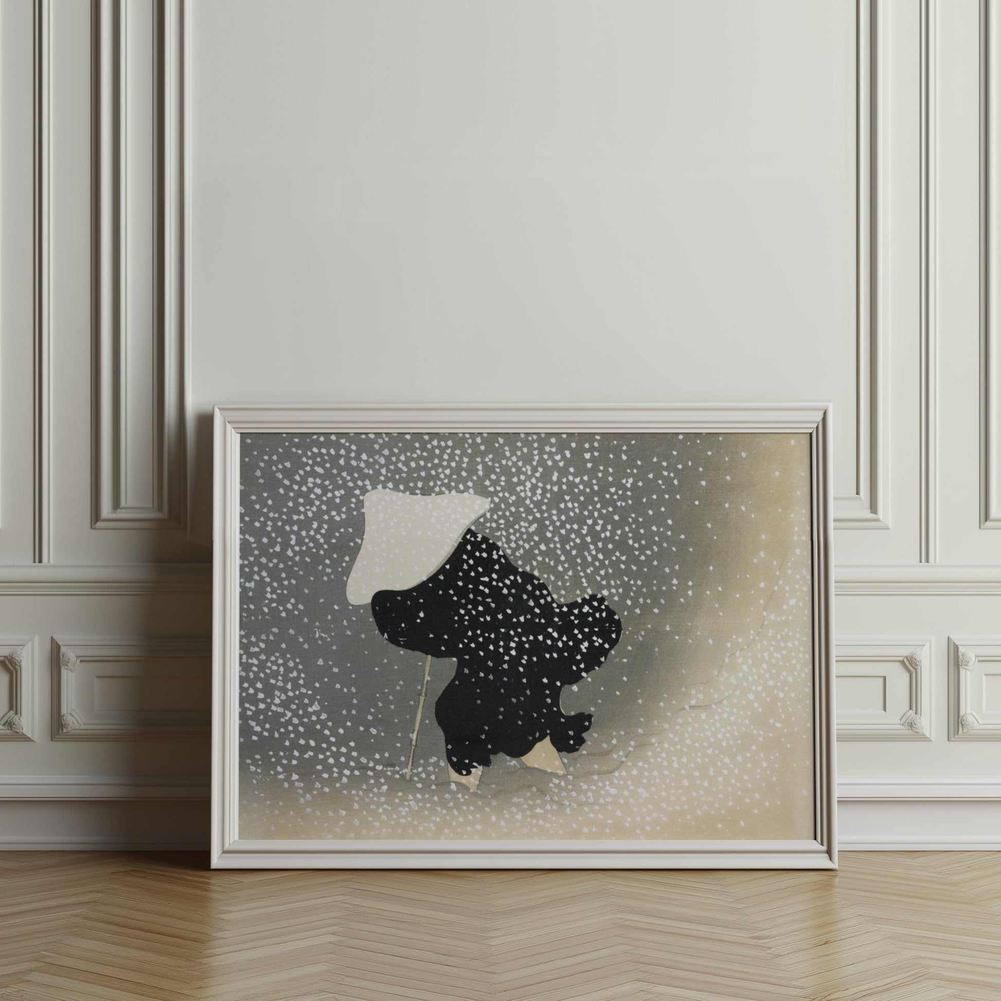 Premium Poster of Japanese Woman in Snowstorm Abstract Art Posters