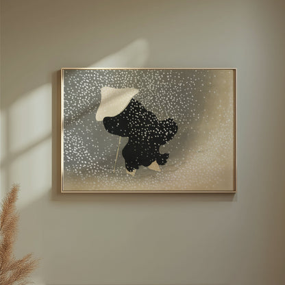 Premium Poster of Japanese Woman in Snowstorm Abstract Art Posters