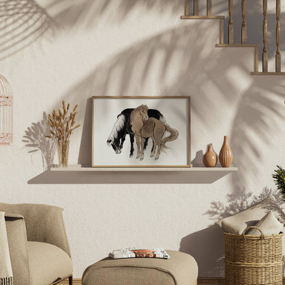 Premium Poster of Japanese style horse illustration. Beautiful horse Posters