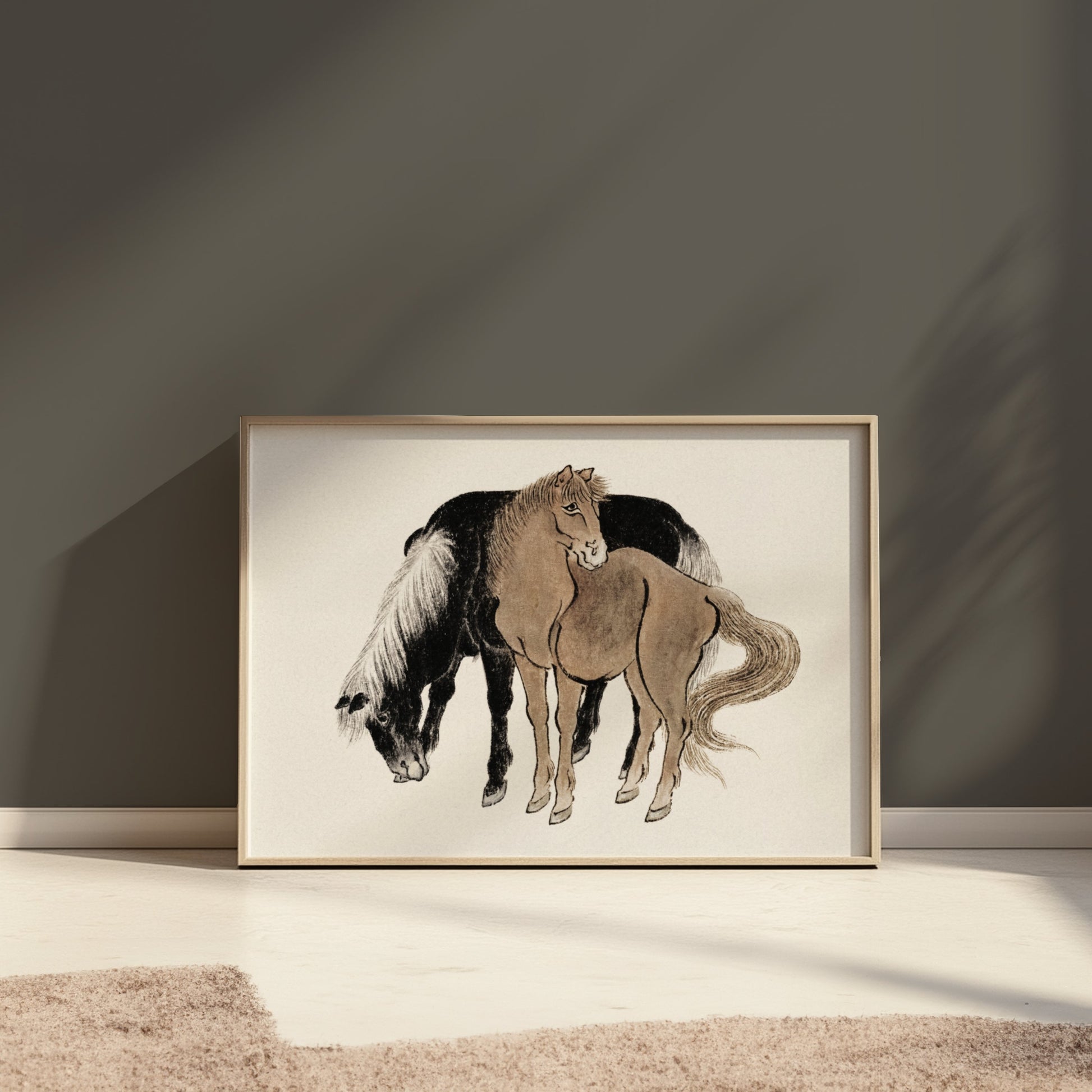 Premium Poster of Japanese style horse illustration. Beautiful horse Posters