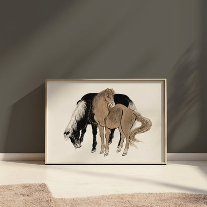 Premium Poster of Japanese style horse illustration. Beautiful horse Posters
