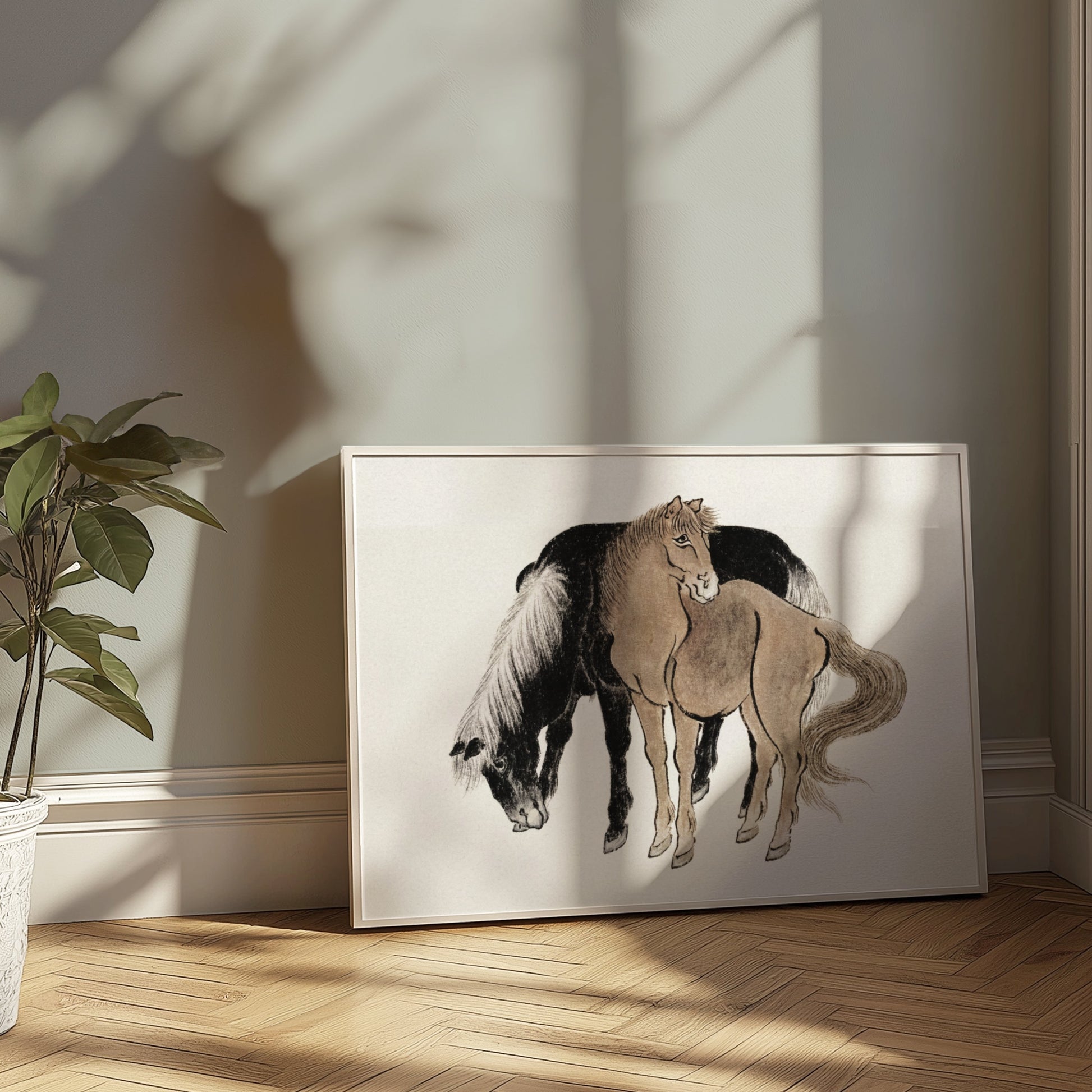 Premium Poster of Japanese style horse illustration. Beautiful horse Posters