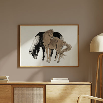 Premium Poster of Japanese style horse illustration. Beautiful horse Posters