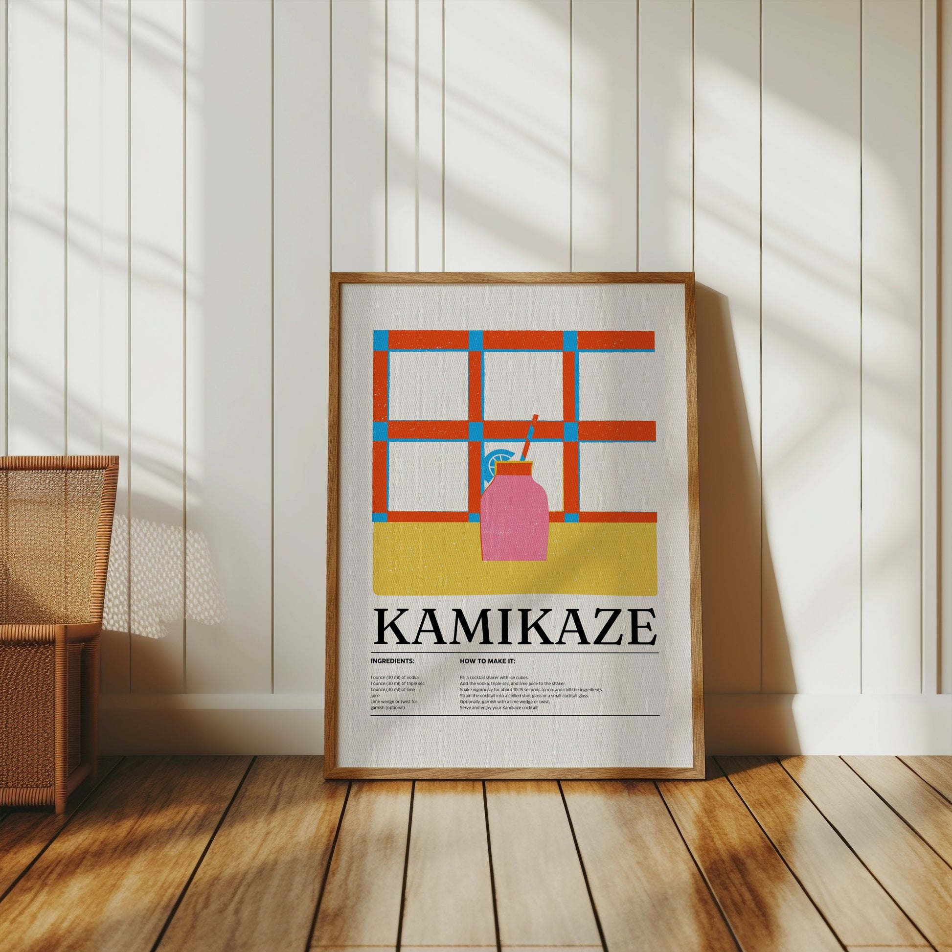 Premium Poster of Kamikaze Cocktail Ingredients Recipe Design Posters
