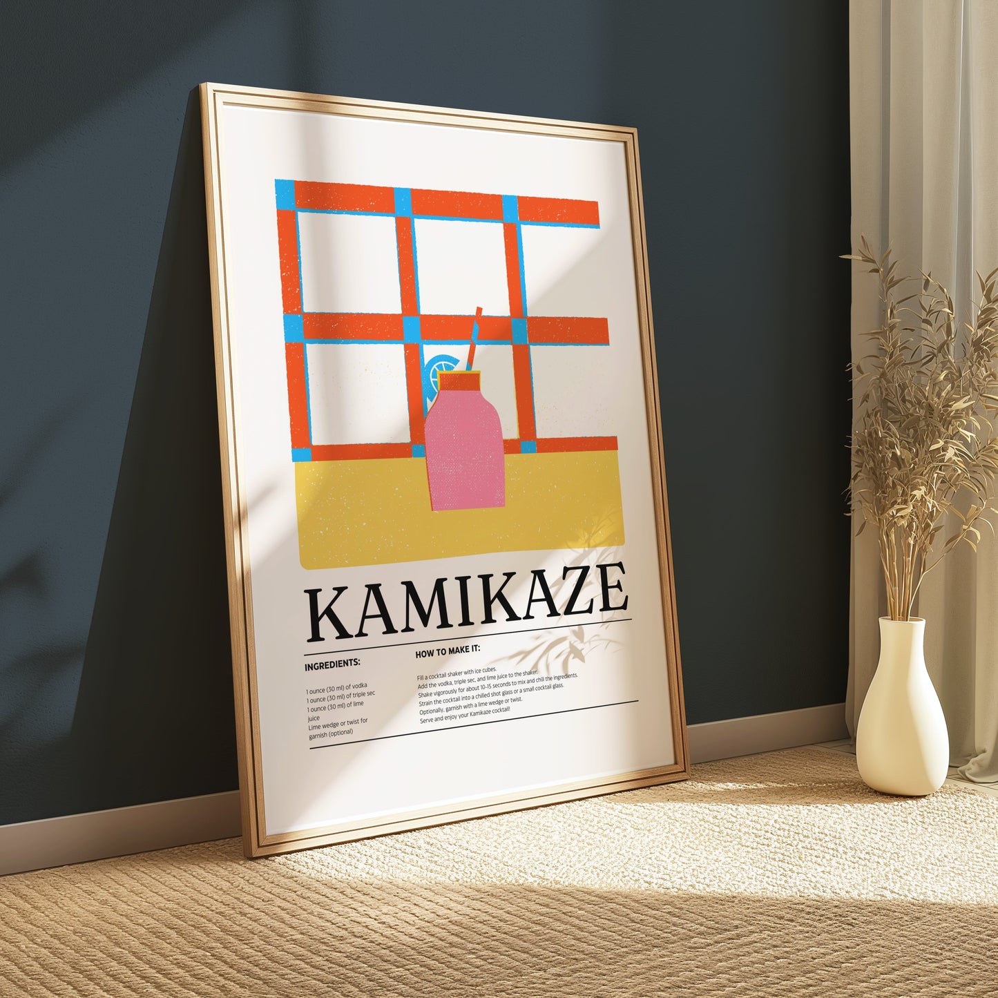 Premium Poster of Kamikaze Cocktail Ingredients Recipe Design Posters