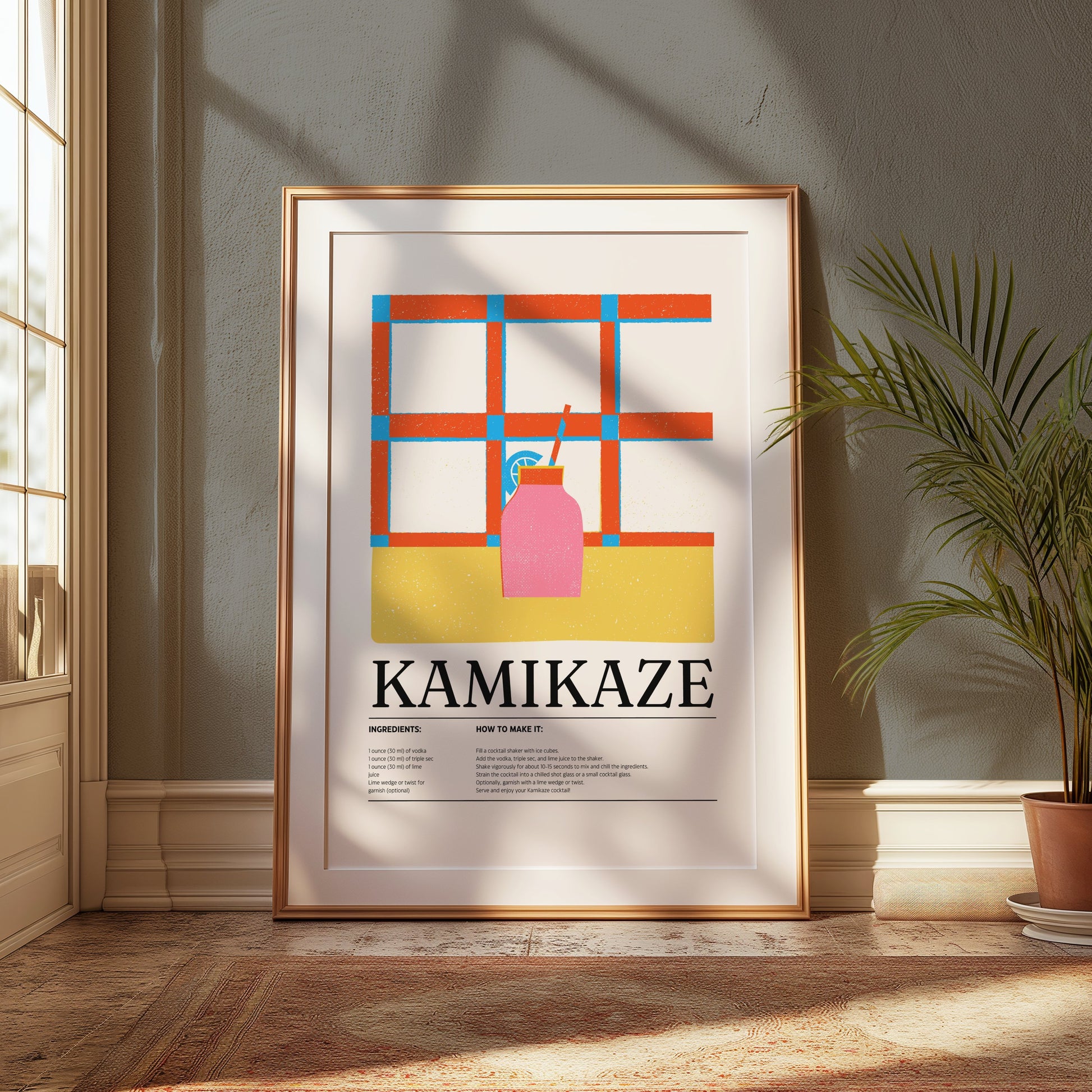 Premium Poster of Kamikaze Cocktail Ingredients Recipe Design Posters
