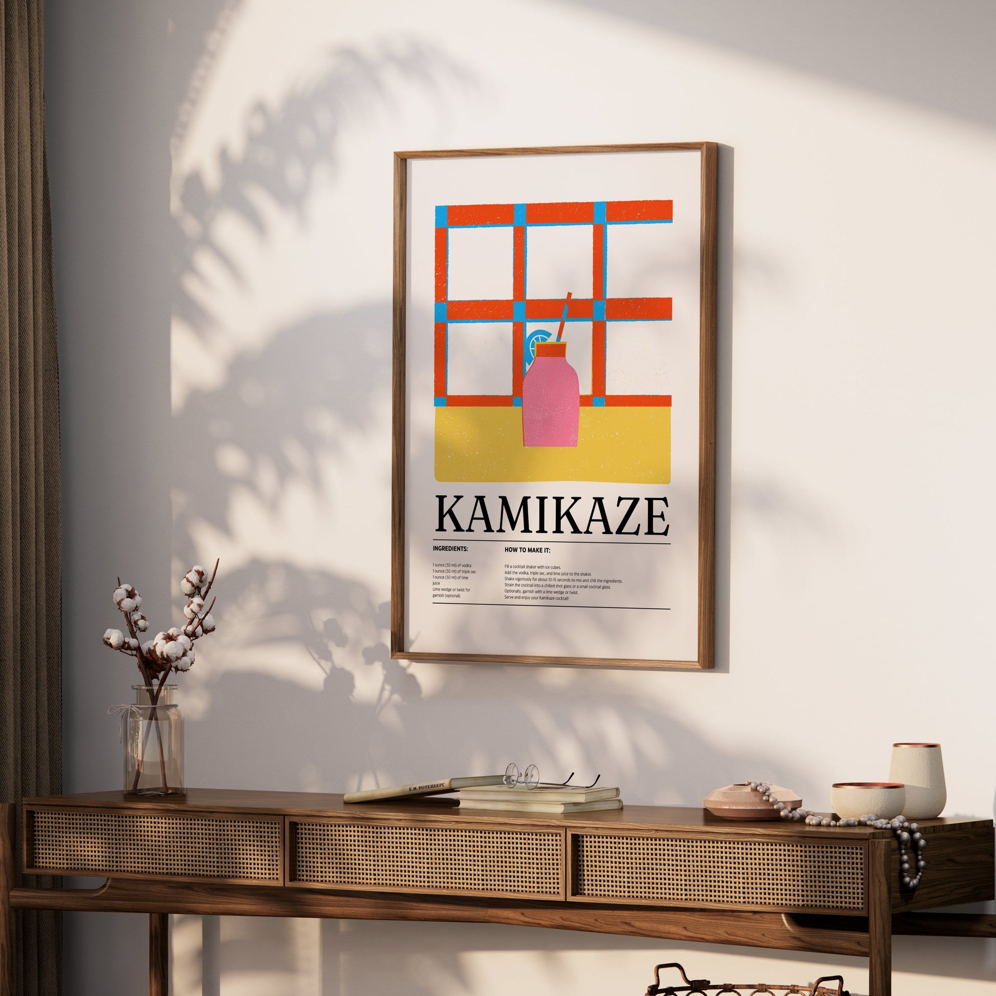 Premium Poster of Kamikaze Cocktail Ingredients Recipe Design Posters