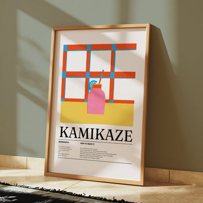 Premium Poster of Kamikaze Cocktail Ingredients Recipe Design Posters