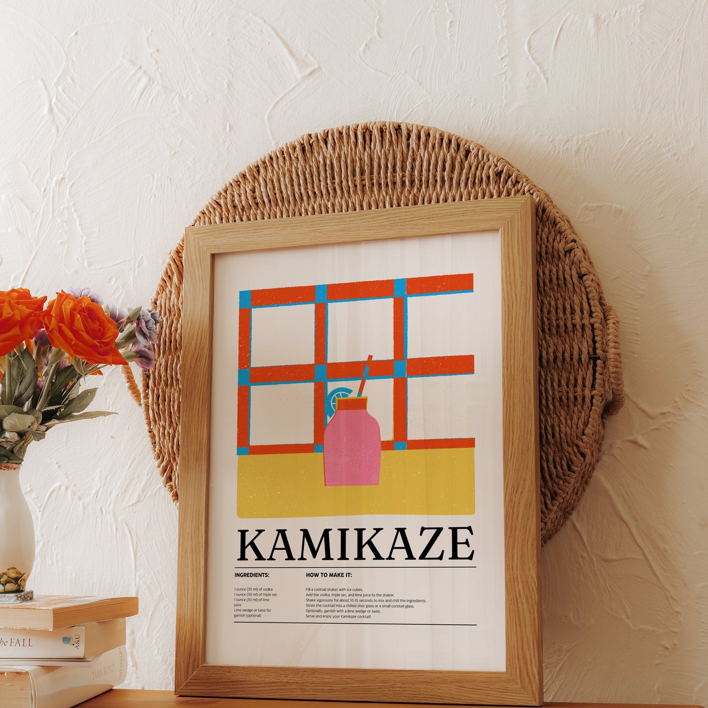 Premium Poster of Kamikaze Cocktail Ingredients Recipe Design Posters